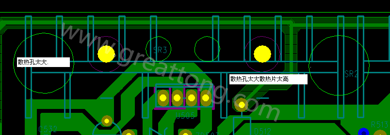 PCB設(shè)計(jì)中，散熱孔散熱片設(shè)計(jì)不當(dāng)，造成很多電源板斷裂