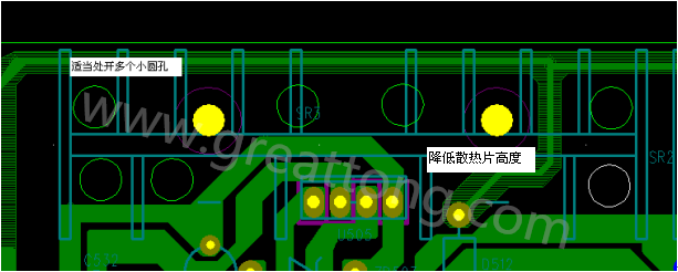 將散熱片減短5MM，合理的開散熱片底下的散熱孔