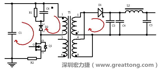 元件布局的時候，要優(yōu)先考慮高頻脈沖電流和大電流的環(huán)路面積，盡可能地減小,以抑制開關電源的輻射干擾