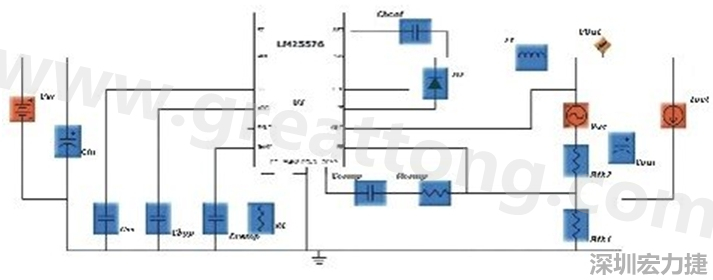 參考圖1的電流通路：把FET在導(dǎo)通狀態(tài)下流經(jīng)的通路標(biāo)記為紅色；把FET在關(guān)斷狀態(tài)下的迴路標(biāo)記為綠色。