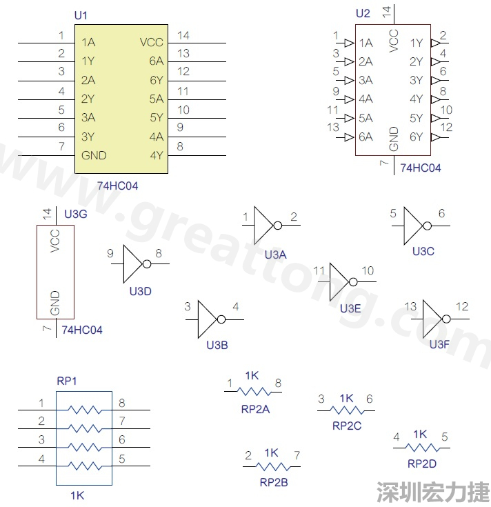 圖1 半導(dǎo)體元件供應(yīng)商所畫的電路圖符號是模擬元件的接腳圖，而非訊號流程。