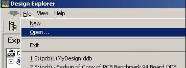 打開Protel 99 SE，點(diǎn)擊File菜單選擇“Open”打開需轉(zhuǎn)換的文件