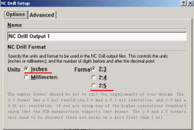 將格式改為“Inches 2：5”（ 以確保資料精度，反之孔與線路有偏移現(xiàn)象；）點(diǎn)OK完成鉆孔文件轉(zhuǎn)換
